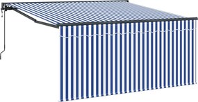 vidaXL Behúzható napellenző Kék és Fehér 300 x 250 cm