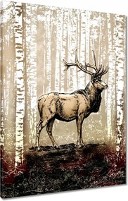 Vászonkép 60x80 Szarvas Nyírfa Erdő