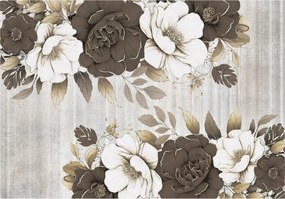 Flizelin fotótapéta Rózsa és bazsarózsa virágok csíkok elegancia 208x146 +ragasztó