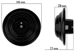 Bohemia-Design - Retro porcelán fali konnektor kerettel 250V/16A, fekete