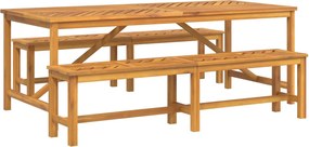 vidaXL Kert étkező szett 3 pcs Barna Tömör Akácfa