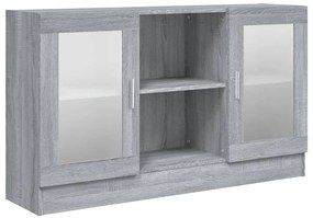 szürke sonoma színű szerelt fa vitrinszekrény 120x30,5x70 cm