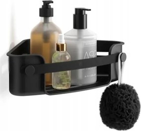 Zuhanypolc fekete sarok fürdőszobai kozmetikumokhoz, szivacsok Flex