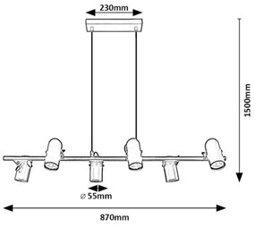 Rabalux 73045 - Csillár zsinóron MAXIMILIAN 6xGU10/25W/230V
