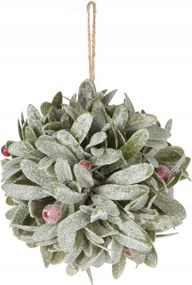 Függő díszgolyó Levél 11cm, piros bogyós gyümölcsök