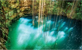 Fotótapéta Cenote Fény Víz Dzsungel Azúrkék Végtelenség 200x140 +ragasztó