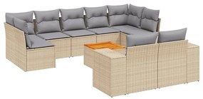 10 részes bézs polyrattan kerti ülőgarnitúra párnával