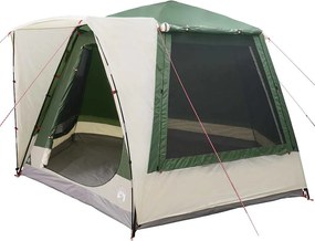 vidaXL Kempingssátor Kabin tetővel Zöld 420 x 420 x 227 cm Poliészter