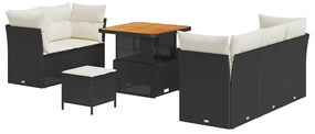 vidaXL Kerti Kanapé Szett 8 pcs Fekete polirattan