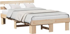 vidaXL Ágykeret fejtámlával Természetes 120 x 200 cm Tömör fenyőfa