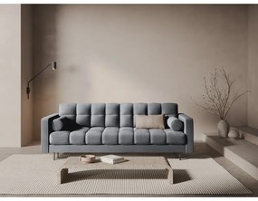 Világosszürke bársony kinyitható tárolóhelyes kanapé 222 cm Bali – Cosmopolitan Design