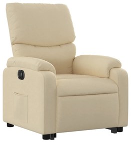 Elektromos felállást segítő krémszínű szövet dönthető fotel