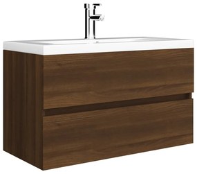 Barna tölgy színű szerelt fa mosdószekrény 80 x 38,5 x 45 cm