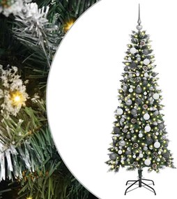 vidaXL Mű karácsonyfa 300 LED-del Zöld 180 cm PVC és Műanyag és Acél