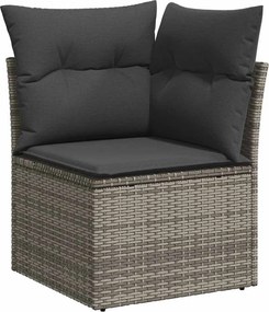 vidaXL Kerti Kanapé Szett párnával tárolóval 10 pcs Szürke Poli rattan