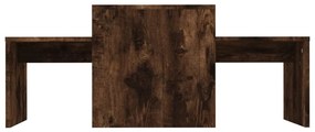 Füstös tölgy színű szerelt fa dohányzóasztalszett 100x48x40 cm