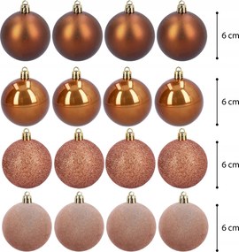 Karácsonyfadísz szett barna réz 6 cm 16 db törhetetlen