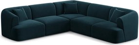 Petróleum színű bársony sarokkanapé Campi – Cosmopolitan Design