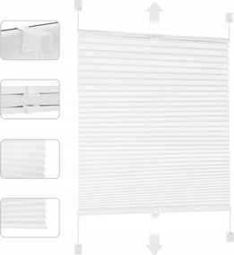 Pliszírozott Sötétítő Roló Fehér Redőny 40 x 130 CM