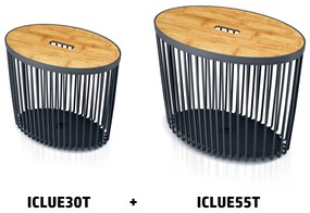 PROSPERPLAST 2 db univerzális ovális kosárkészlet bambuszfedéllel CLUBO 30+55l antracit színben