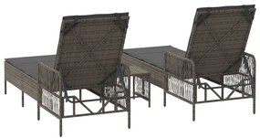 nyugágy szett 3-as szett Szürke és sötétszürke PE rattan