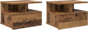 vidaXL Lebegő éjjeliszekrény 2 pcs Öreg fa 40 x 31 x 28 cm Faanyag