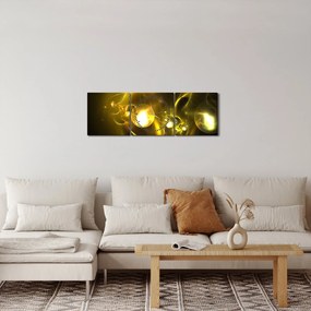 Absztrakt kép sárga gömbök (órával) (90x30 cm)