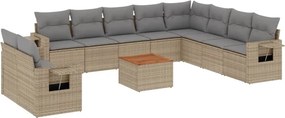 vidaXL 11 részes bézs polyrattan kerti ülőgarnitúra párnákkal