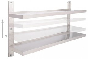 kétszintes rozsdamentes acél falra szerelhető polc 150 x 30 cm