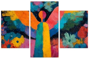 Kép - Absztrakt angyal virágokkal (90x60 cm)