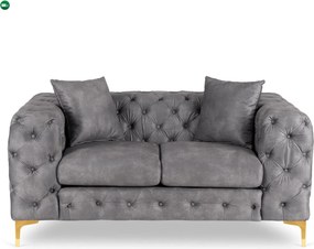 Sofa SORRENTO 2S Dwuosobowa Szara Welurowa