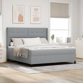Boxspring Ágy Matraceval Világosszürke 180x200 cm Szövet