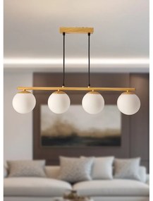 Fehér-natúr színű függőlámpa üveg búrával Carrine – Candellux Lighting
