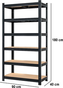 Deuba 6-polcos állvány - fekete