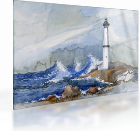 Világítótorony festményének képe (üvegen) (70x50 cm)
