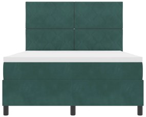 Boxspring Ágy Mattal &amp; LED Sötét Zöld 140x200 cm Bársony