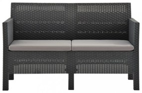 4 részes antracit PP rattan kerti bútorgarnitúra párnákkal