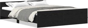 vidaXL fekete tölgy színű szerelt fa ágykeret matrac nélkül 150x200 cm