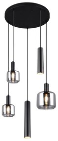 Fekete függőlámpa fém-üveg búrával ø 40 cm Mataro – Trio