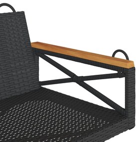 fekete polyrattan hintapad 109 x 62 x 40 cm