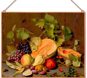 Still life Fruit piece with melons and grapes üvegkép, falikép
