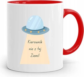 Piros Bögre A Vezetőnek Nem Ebből A Földből, fényképes nyomattal