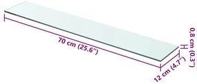 70x12 cm átlátszó panel üvegpolc