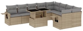 vidaXL 10 részes bézs polyrattan kerti ülőgarnitúra párnával