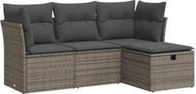 vidaXL 4 részes szürke polyrattan kerti ülőgarnitúra párnákkal