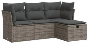 vidaXL 4 részes szürke polyrattan kerti ülőgarnitúra párnákkal