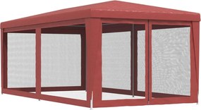 Piros HDPE rendezvénysátor 6 hálós oldalfallal 3 x 6 m