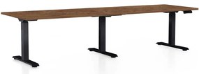 OfficeTech Long állítható magasságú asztal, 260 x 80 cm, fekete alap, silverjack tölgy
