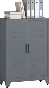 HOMCOM Fiókos Szekrény Fém Szekrény Multifunkciós Szekrény Mágneses Rácsos Kétszárnyú Ajtóval Állítható Polcú Irodai Szekrény Tároló Szekrény Tanulásr