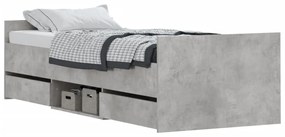 betonszürke ágykeret fej- és lábtámlával 75 x 190 cm